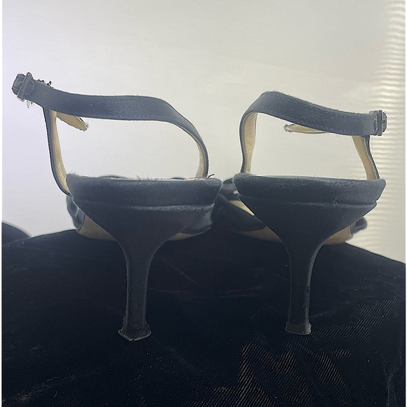 🖤 JIMMY CHOO 🖤 Black Satin Slingback Open Toe Heels 38 Italy 🇮🇹 Couture 🖤 - Picture 7 of 8